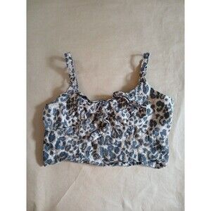 Willow Root Cropped Tank Top Womens L Leopard Print Mob Wife Aesthetic